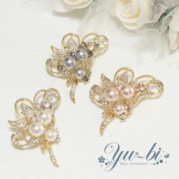 【営業日12時までのご注文で当日発送】新色入荷 箱付き ブローチ/華やか ゴールド 大粒パール ゴージャス br36g☆白/ピーチ/グレー ラインストーン ブーケ 花束 ブローチピン 結婚式 入学式 アクセサリー フォーマル セレモニー