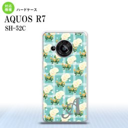 SH-52C AQUOS R7 スマホケース 背面ケース ハードケース 花柄 バラ チェック 青 +アルファベット 2022年 7月発売 nk-r7-254i