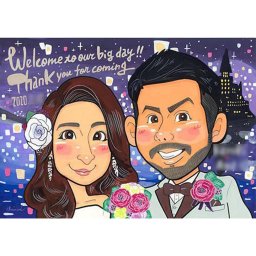 結婚披露宴で飾る似顔絵ゲストを歓迎するウェルカム似顔絵 mariko 結婚式 ウェディング ボード ウェルカムボード サンクスボード 新郎 新婦 友人 両親 祖父 祖母 おじいちゃん おばあちゃん 結婚祝い 男性 女性 友達 友人 上司 カラフル キレイ おしゃれ 大人数 感謝 記念日 名入れ 名前入れ プチギフト