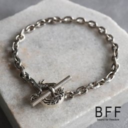 BFF ブランド 馬蹄 マンテルブレスレット シルバー925 唐草 ホースシュー チェーンブレスレット メンズ アラベスク 金属アレルギー対応 専用BOX付属
