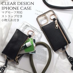 iphoneSE3 ケース magsafe対応 クリア iphoneSE2 iphone8 iphone7 マグセーフ対応 ショルダー ストラップ 大人可愛い アイフォン se3 se2 8 7 magsafe カード収納 財布 SE 第3世代 第2世代 透明 ストラップ付き 肩掛け 斜め掛け 調節可能 大容量 アウトドア ペア 送料無料