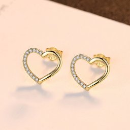 ピアス 両耳用 キュービックジルコニア シルバー925 イエローゴールド シルバー スタッド メレ シンプル 上品 可愛い かわいい モチーフ ハート ce0272
