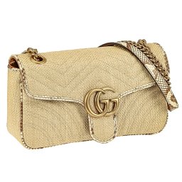 グッチ GUCCI ショルダーバッグ 443497 GZ6AT 9566 GG MARMONT GGマーモント ラフィア チェーンバッグ 斜めがけバッグ ブラウン