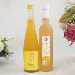 大人のリラックスタイムにぴったりなゆず酒2本セット(国内産ゆず使用ゆずとろ 7%(福島県) 馬路村のゆず、はじめました。ゆず梅酒7%) 500ml×2本