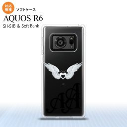 SH-51B AQUOS R6 AQUOS R6 スマホケース ソフトケース 白翼 ハート グレー メンズ レディース nk-r6-tp472