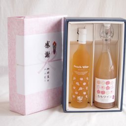 実りの秋の贈り物 感謝の贈り物ボックス 白桃甘口フルーツワインと国産ワインセット(山梨県産無濾過ももワイン 甘口(山梨県産)720ml高畠もも甘口ワイン(山形県)500ml