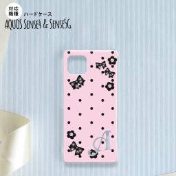 Aquos sense4 SH-41A ケース ハードケース スマホケース 花柄 ドット リボン ピンク +アルファベット nk-sens4-351i