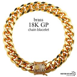マイアミ キューバン チェーンブレスレット 喜平 GOLD ゴールド 金 CZ HIP HOP B系 父の日