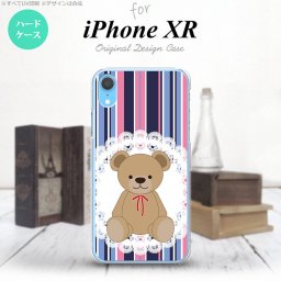 iPhoneXR iPhone XR スマホケース ハードケース くま ストライプ レース 青 ピンク メンズ レディース nk-ipxr-759