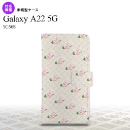 SC-56B Galaxy A22 手帳型スマホケース カバー 花柄 バラ 編み ベージュ  nk-004s-a22-dr264