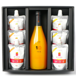愛媛みかん 100％ ストレートジュース 1本(720ml) BIURA ゼリー 食べ比べ 6個 (2種類)  詰め合わせ ギフト セット 箱入り のし対応 手提げ袋付 内祝い お見舞い プレゼント 誕生日 お返し 贈答用 10FACTORY 720+BIURA6