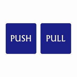 5x5cm 2枚セット PUSH PULL ブルー 英語表記 ピクトサイン ステッカー シール 塩ビ製 サイン ウォールステッカー インテリア 施設 案内