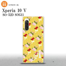 Xperia10V Xperia10V スマホケース 背面ケースソフトケース 花柄 バラ リボン 黄 +アルファベット 2023年 7月発売 nk-xp105-tp263i