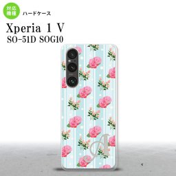 Xperia 1V Xperia 1V スマホケース 背面ケース ハードケース 花柄 バラ レース 水色 +アルファベット 2023年 6月発売 nk-xp15-247i