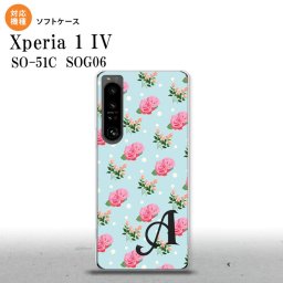 SO-51C SOG06 XPERIA 1 IV Xperia 1 IV スマホケース 背面ケースソフトケース 花柄 バラ ドット 水色 +アルファベット メンズ レディース nk-xp14-tp241i