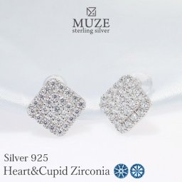 【職人の魂】MUZE JEWELRY パヴェサークルピアス キュービックジルコニア パヴェ ピアス SV925 ハートキューピッド Heart&Cupid シルバーピアス 誕生日 彼女 妻 記念 made in japan ブライダルジュエリー パーティジュエリー