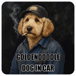名入れ可 Goldendoodle ゴールデンドゥードル カーステッカー シール 犬 作業服 ちょい悪 13x13cm 正方形 防水 屋外 屋内 ドッグオンボード デカール