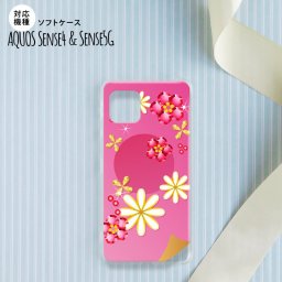 sense4 sense5 Aquos sense4/5 スマホケース ソフトケース 花柄 ミックス E ピンク メンズ レディース nk-sens4-tp307