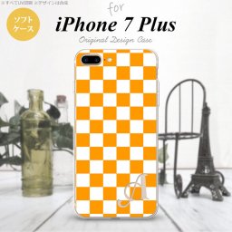 【iPhone7plus】【スマホケース/スマホカバー】【アイフォン7plus】iPhone7plus スマホケース カバー アイフォン7plus ソフトケース イニシャル スクエア 白×オレンジ nk-i7plus-tp764ini【メール便送料無料】