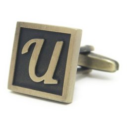 ※バラ売り※アンティーク風 ブロンズ カラー アルファベット U カフス カフスボタン カフリンクス cufflinks cuffs メンズ 男性 結婚式 アルファベット スーツアクセサリー専門店 父の日 ギフトにも ブライダル 披露宴 二次会 お呼ばれ パーティー おしゃれ カフスマニア