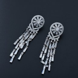 ピアス 両耳用 キュービックジルコニア ホワイト 真鍮 シルバー スタッド 揺れる ゆれる ぶら下がり ロング 大きめ 大ぶり モチーフ フラワー 花 e16092909