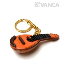 【手描き名入れ無料】本革製国内ハンドメイド　マンドリン　キーホルダー【VANCA革物語】