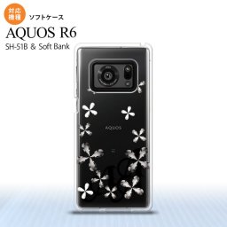 SH-51B AQUOS R6 AQUOS R6 スマホケース ソフトケース 花柄 カット グレー メンズ レディース nk-r6-tp075
