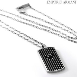 アルマーニ ブランド ネックレス ペンダント メンズ エンポリオ ステンレススチール ドッグタグ EGS2724040 ブラック シルバー アクセサリー おしゃれ ギフト