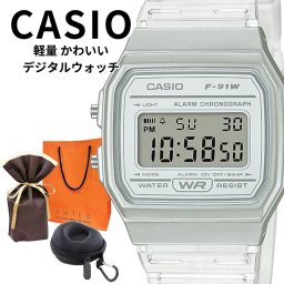 ラッピング済 ギフトセット 正規品 カシオ 腕時計 メンズ 父の日 レディース 母の日 収納ケース付き デジタル おしゃれ スケルトン クリア 透明 防水 軽量 見やすい時計 レトロデザイン プレゼントに最適 男性 女性 ギフト CASIO 成人 卒業 入学