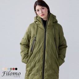 ダウンコート レディース フード付き シームレス ダウン80％ ブランド Filomo 冬 アウター 軽量 大きいサイズ ゆったり アイボリー ベージュ ブルー カーキ レッド ブラック レディースコート 黒 30代 40代 50代 ギフト プレゼント (08000268r) バレンタイン 成人祝い