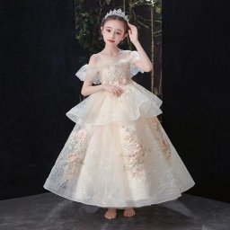 子供ドレス ロングドレス 女の子 ジュニア ピアノ 発表会 パーディー 演奏会 フォーマル 入園式 結婚式 ワンピース