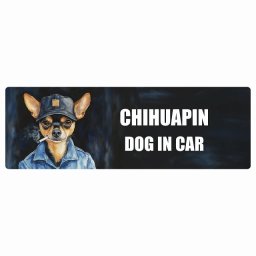CHIHUAPIN チワピン DOG IN CAR カーステッカー 犬 作業服 ちょい悪 15x5cm 長方形 防水 屋外 屋内 ドッグオンボード デカール