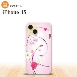iPhone15 iPhone15 スマホケース 背面ケースソフトケース 花柄 ミックス A ピンク 2023年 9月発売 nk-i15-tp273