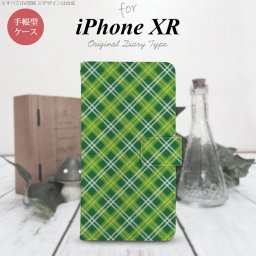 iPhoneXR iPhone XR 手帳型スマホケース カバー バイアスチェック 緑  nk-004s-ipxr-dr435