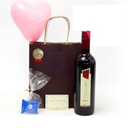 父の日 風船セットイタリア赤ワインセット(ブルーサ 赤ワイン 750ｍｌ（イタリア）)メッセージカード ハート風船 ミニチョコ付き
