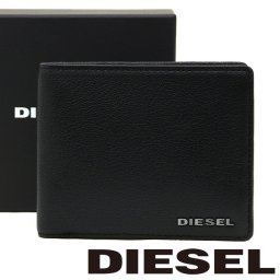 ディーゼル 財布 DIESEL 二つ折り財布 メンズ レザー ブラック X06627 P0396 T8013 【ラッピング無料 誕生日 お祝い プレゼント ギフト 贈り物】 送料無料