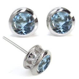 ピアス・クロス・縄・ピアス・一粒・大粒・アクアマリンサンタマリア