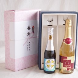 実りの秋の贈り物 感謝の贈り物ボックス瀬戸内産レモン薩摩流の炭酸リキュールと国産ワインセット(甲州スパークリング 白ワインやや辛口(山梨県)720ml信州シャインマスカット＆ナイアガラスパークリング500ml