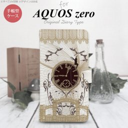 AQUOS zero 手帳型 スマホ ケース カバー アクオス 妖精と時計 ゴシック茶【アクオス ゼロ,AQUOS,zero,SoftBank,ソフトバンク,メール便 送料無料】
