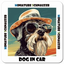 海 麦わら帽子 サングラス 夏 Miniature Schnauzer ミニチュアシュナウザー カーサイン 車 マグネットステッカー 犬 マグネット 強力 13x13cm 正方形 おしゃれ かわいい ドラレコステッカー 安全対策 危険運転 煽り運転 アニマル 動物 犬種別 屋外 防水 屋内
