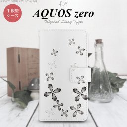 AQUOS zero 手帳型 スマホ ケース カバー アクオス 花柄 グレー【アクオス ゼロ,AQUOS,zero,SoftBank,ソフトバンク,メール便 送料無料】
