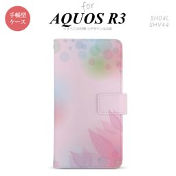 SH-04L/SHV44 AQUOS R3 手帳型スマホケース カバー ぼかし 花柄 ピンク  nk-004s-r3-dr1593