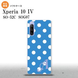 SO-52C SOG07 Xperia 10IV スマホケース 背面ケースソフトケース ドット 水玉 B 水色 +アルファベット 2022年 7月発売 nk-xp104-tp835i
