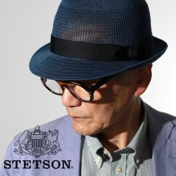 STETSON 中折れハット メンズ ステットソン ハット メンズ 涼しい帽子 夏 日本製 紳士帽子 サマーハット帽子 メンズ 夏の帽子 紺 ネイビー
