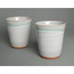 【萩焼 ペア・カップ(ブルー×ホワイト、木箱入り)湯呑み】【カップ】萩焼 食器 父の日 母の日 敬老の日 還暦祝い 古希祝い 喜寿祝い 誕生日 プレゼント ギフト 送料無料