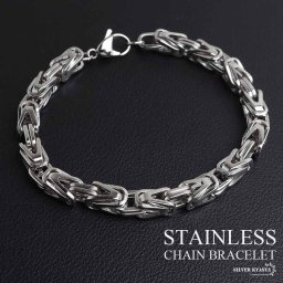 ステンレス チェーンブレスレット ビザンチンチェーン silver 銀色 シルバー ユニーク シンプル 男性 金属アレルギー対応 メンズ