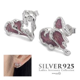 ピアス 溶けたハート ドロップピアス シンプル シルバー925 レディース ドロドロ ハロウィン ホラー メタリック シルバー silver 銀 ピンク 片耳用 金属アレルギー対応 イヤリング 女性