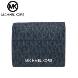 マイケルコース アウトレット Michael Kors 財布 35S9STVD2B PVC MK シグネチャー 二つ折り財布 JET SET TRAVEL / CARRYALL CARD CASE / ADMIRAL(ネイビー系マルチ)【レディース】