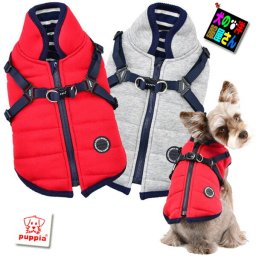 犬服 PUPPIA ハーネス一体型 キルティングジャケットコート XLサイズ ( 中型犬用 ) 犬の服 防寒着 パピア 柴犬 バグ MISCHIEF