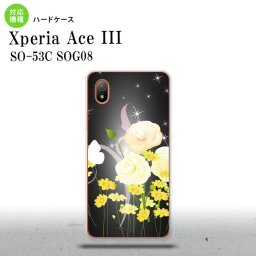SO-53C SOG08 ワイモバイル Xperia Ace III スマホケース 背面ケース ハードケース 花柄 ミックス D 黒 2022年 6月発売 nk-so53c-286
